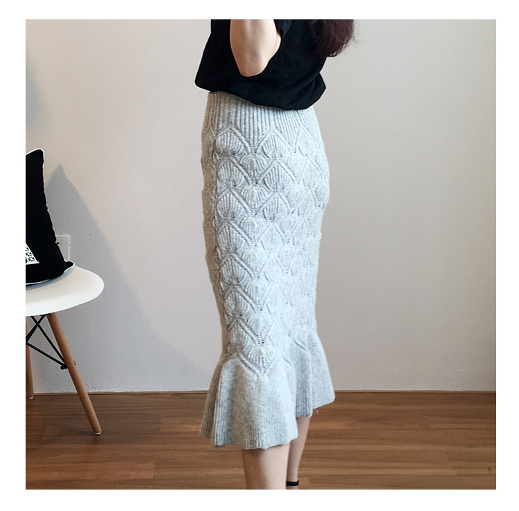 针织半身裙16秋冬韩版粗棒针羊毛毛线针织麻花高腰长裙包臀鱼尾裙