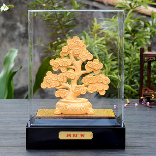 绒沙金工艺品 黄金礼品发财树摇钱树招财树摆件小号 开业商务礼品