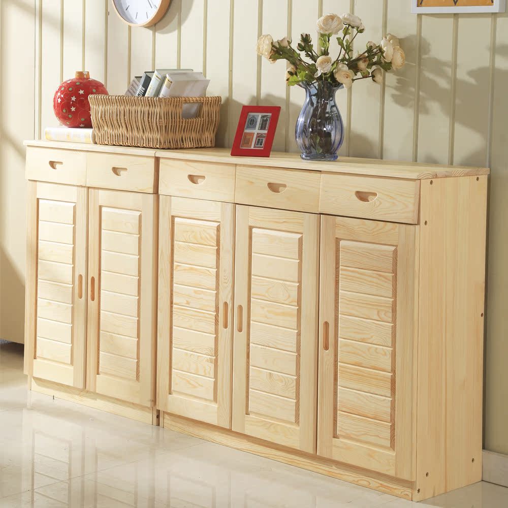 门厅柜 客厅木质三门鞋柜 简约现代实木对开门鞋柜 阳台储物柜