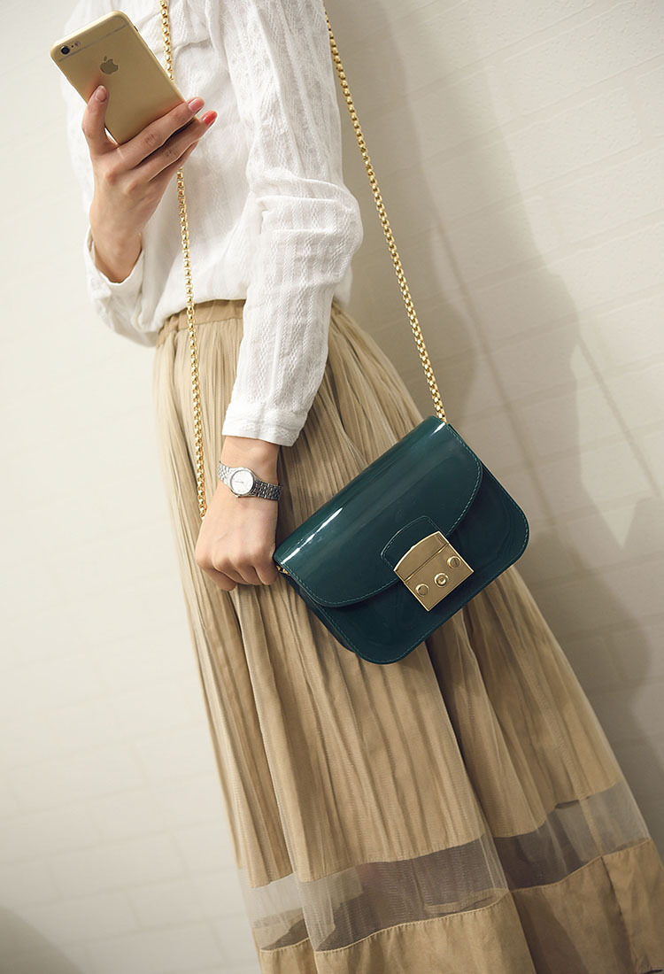 欢乐颂邱莹莹杨紫同款包果冻包韩版简约糖果色单肩斜挎包链条包包