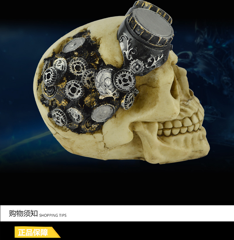 飞行员头骨戴护目镜整蛊搞怪创立机械工程师造型骷髅道具家居装扮