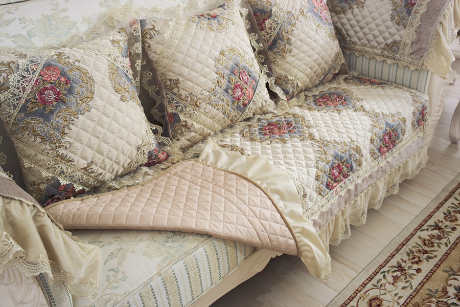 高档欧式沙发垫绣花奢华布艺沙发坐垫耐磨时尚沙发巾定做欧式批发