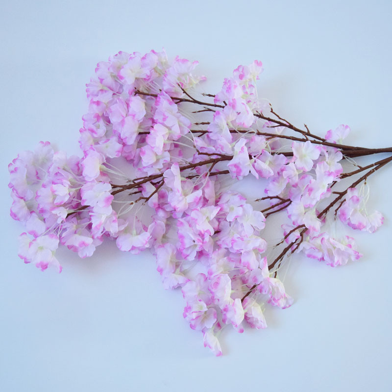 4叉带叶假樱花婚庆装饰仿真花枝多头绢花婚礼布置道具樱花树拱门