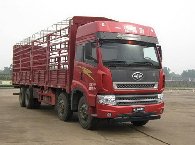 一汽解放途v ca5313ccyp2k2l7t4e4a80-1 红 8*4 仓栅式运输车