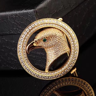 威廉史蒂芬男士鹰头纯钢手工镶钻皮带扣头平滑扣百搭裤腰带单扣头