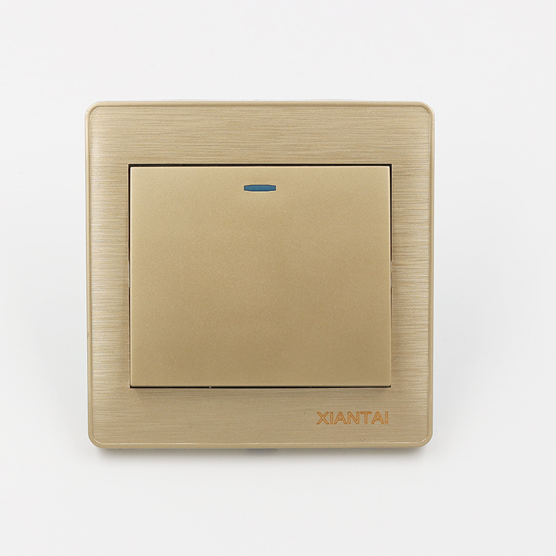 仙泰单联单控开关供应香槟色墙壁开关香槟金拉丝单联开关