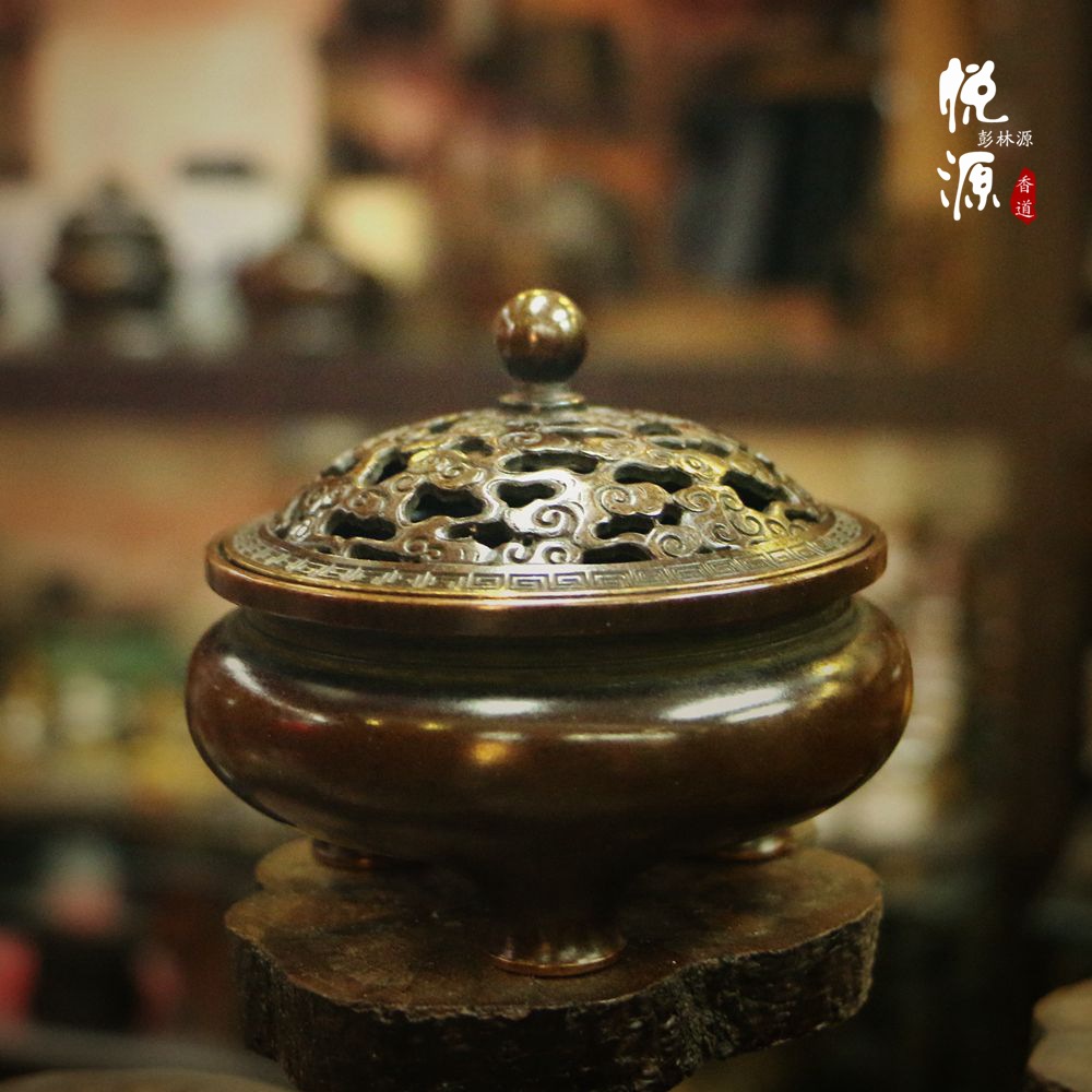 纯紫铜大香篆炉纯铜印香炉沉香粉香薰炉香席表演香道多件套炉