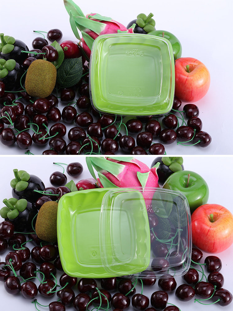 f002 正方形彩色水果切盒鲜果盒 一次性水果盒食品盒 蔬果包装盒