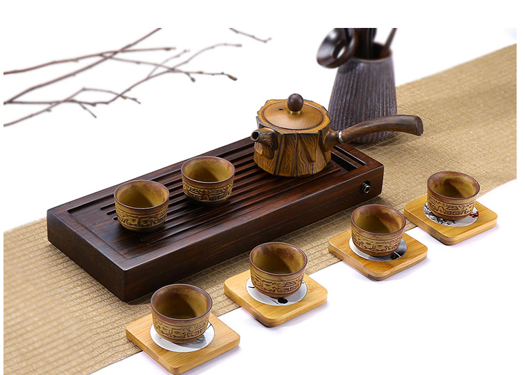 重竹茶盘排水干泡台 新款日式中小号实木功夫茶具托盘茶台定制