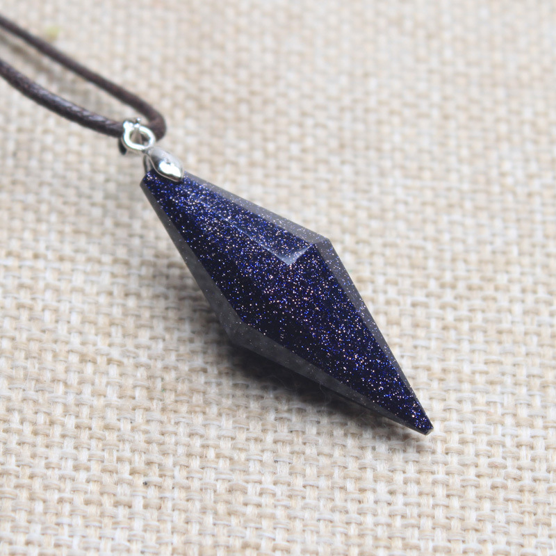 灵摆能量石 蓝砂石吊坠项链星空系列浩瀚毛衣链东海天然水晶饰品