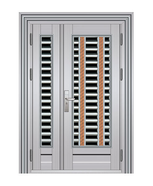 四川厂家批发定制不锈钢子母门 玫瑰金边c级防盗入户门 一扇起批