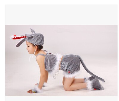 新款六一儿童动物服大灰狼表演服装幼儿园大灰狼舞蹈服