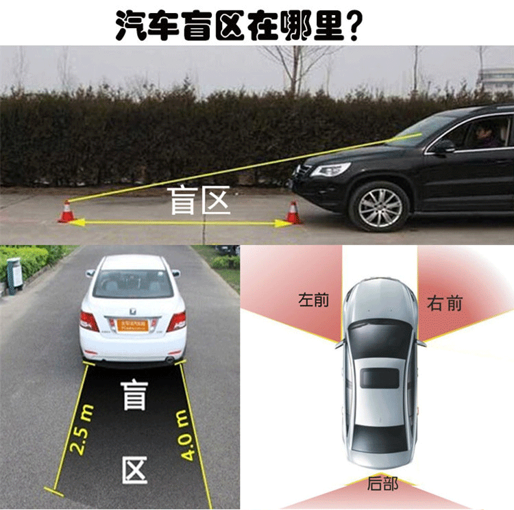 右侧视盲区摄像头高清夜视防水倒车影像摄像头通用免打孔无损安装