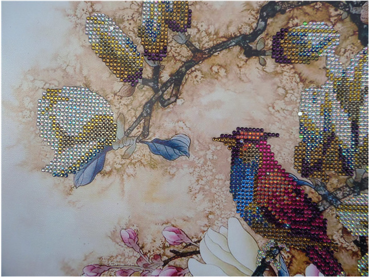 diy钻石画圆钻玉兰清韵花鸟圆钻 玉兰花十字绣钻石绣外贸厂家满钻