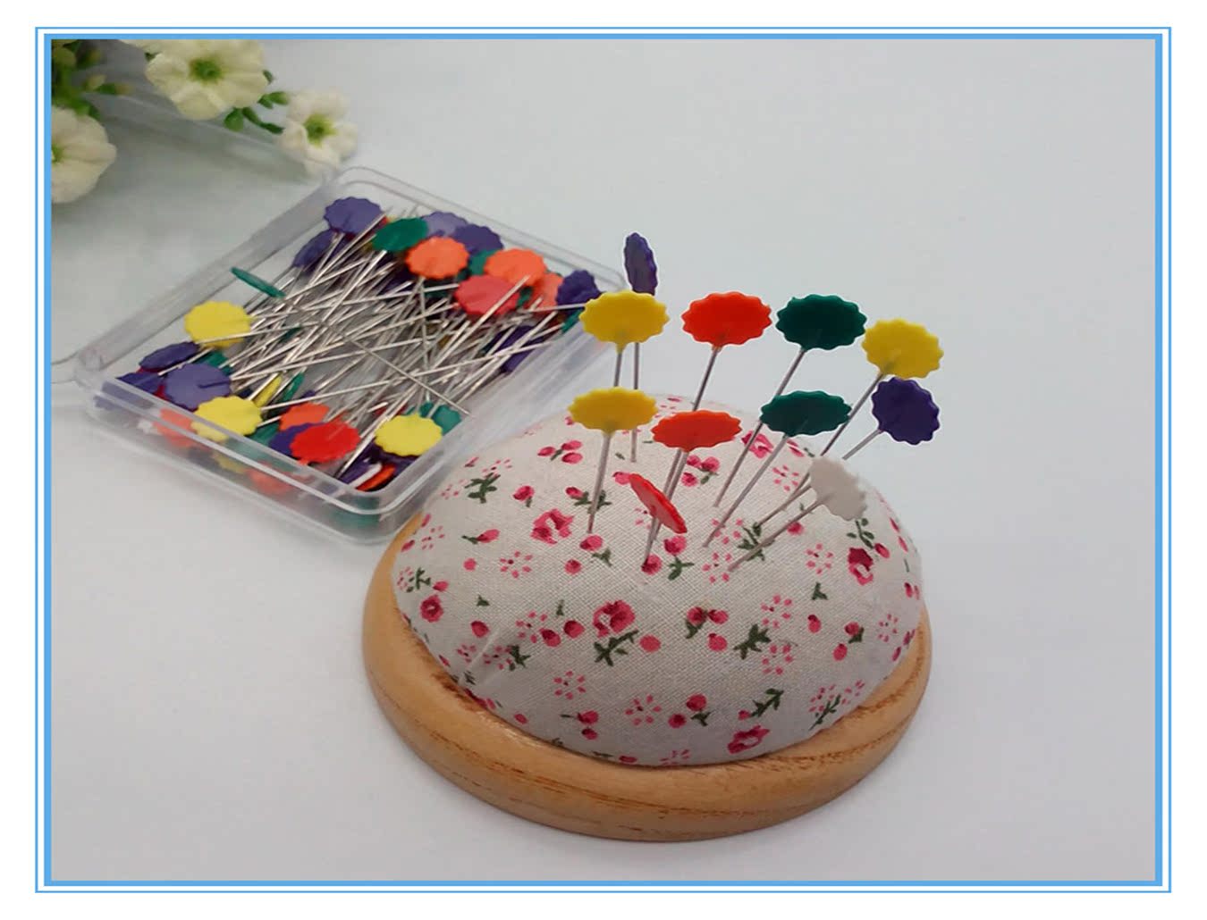 正品质量 梅花针花朵大头针 手工diy缝纫拼布固定彩色大头梅花针