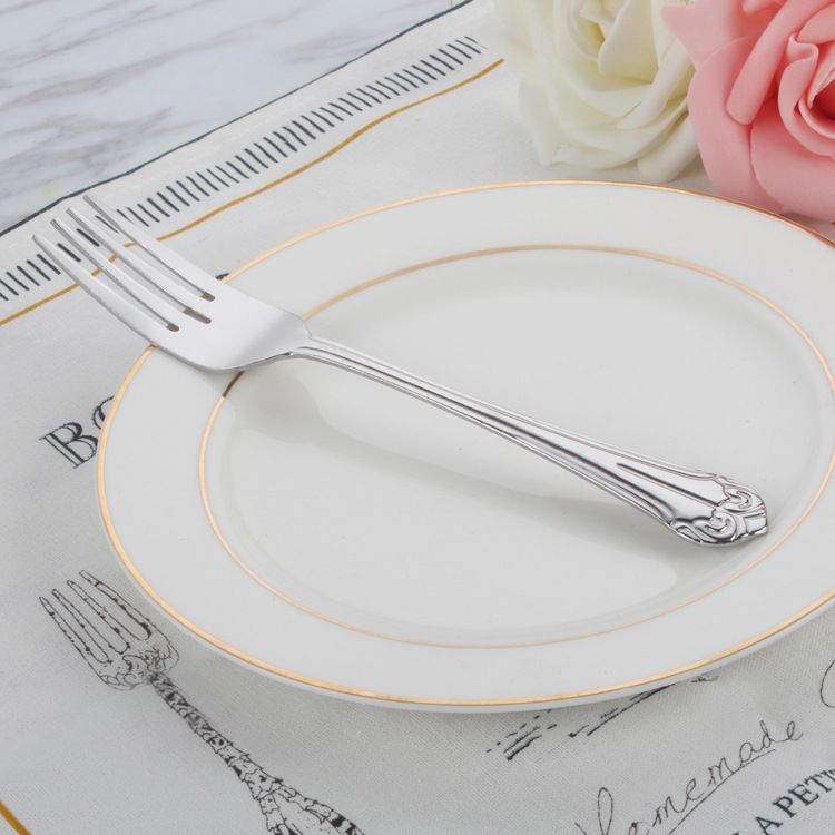 hd不锈钢餐具410创意压花手柄餐刀叉西餐刀叉勺套装促销