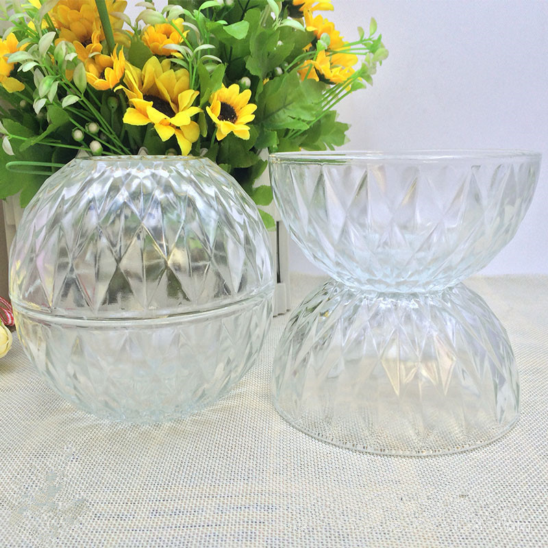 钻石玻璃碗4件套 水晶沙拉碗4件套装 玻璃套装碗批发