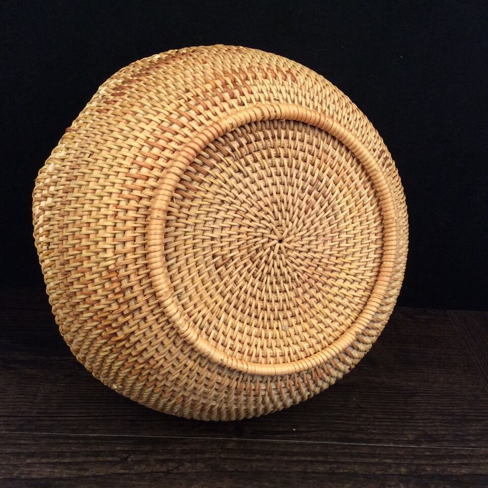 批发越南 精品秋藤编织水果篮 糖果盘茶几收纳篮 纯手工