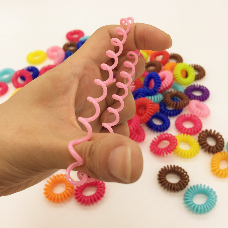 韩版小号电话线塑料发圈 高弹力发圈头绳发饰糖果色发圈批发