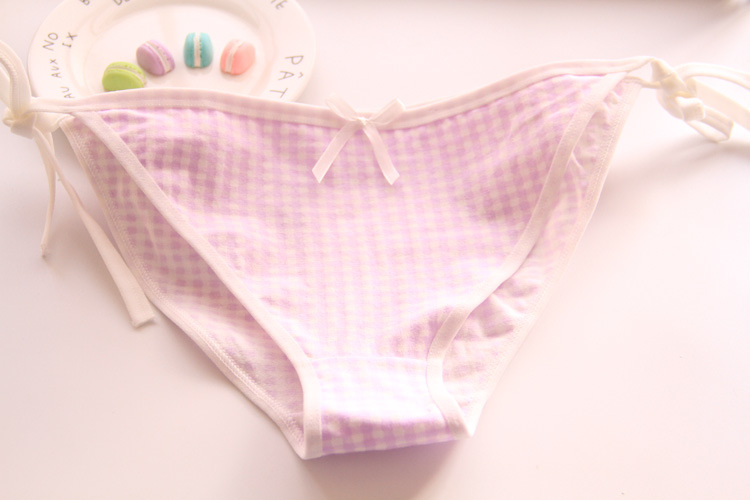 日系二次少女蓝白条纹系带初音纯棉绑带内裤系带周边内裤c008