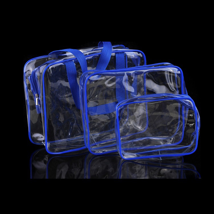 Waterproof Pvc Cosmetic Bag Multifunction Storage Bag Storage Bag Transparent Environmentally Friendly Pvc Three-Piece Women's Wash Bag