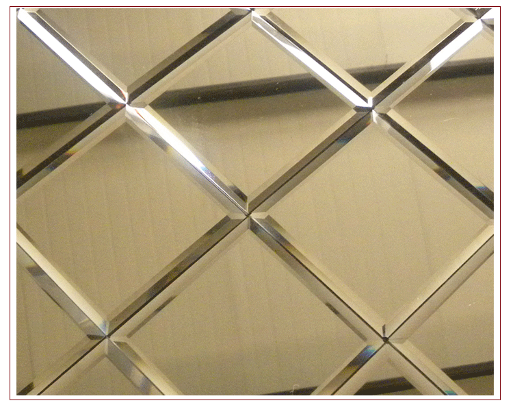 金华厂家供应车边菱形茶镜玻璃电视背景墙装饰茶镜艺术玻璃加 工