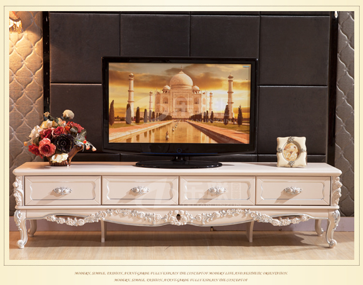 家装客厅家具电视柜 客厅欧式大理石实木手工雕花大气框架电视柜