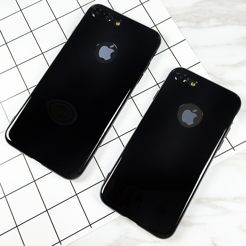 新款iphone7手机壳苹果7plus亮黑色硅胶全包软外壳tpu防摔保护套