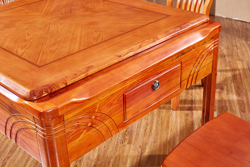 瑞丰家具纯实木红椿木欧式酒店农家乐家用自动麻将机桌椅 组合.