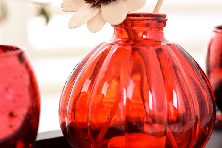 大红色喜庆玻璃小烛台酒吧婚庆派对适用