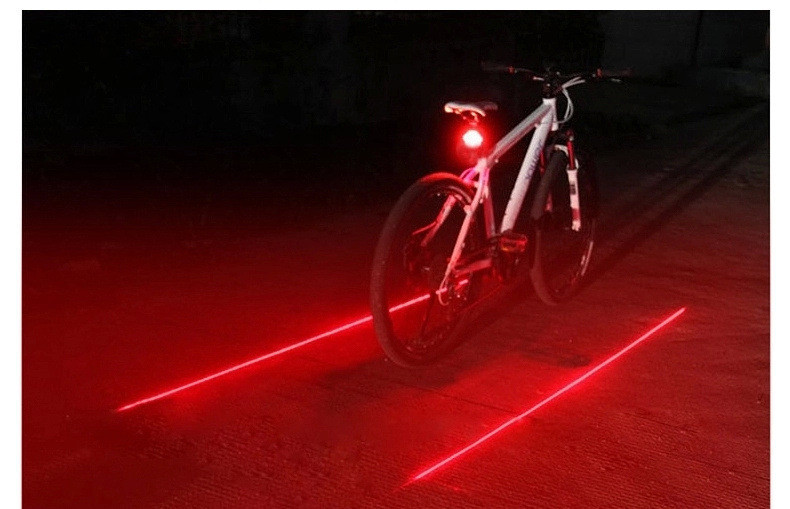自行车激光尾灯 5led平行线激光镭射尾灯 山地车安全警示灯 批发