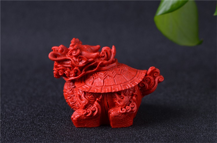 妏诺批发朱砂龙龟摆件台湾朱砂精雕细刻栩栩如生尺寸65x45x45mm