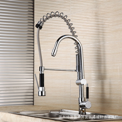 2016新款 特价促销全铜高压厨房冷热弹簧水龙头 洗菜盆水龙头