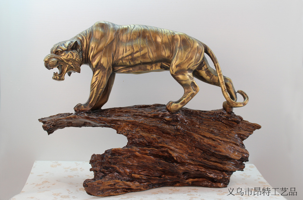树脂工艺品 创意仿古铜老虎家居装饰高档案摆件 创意商务礼品