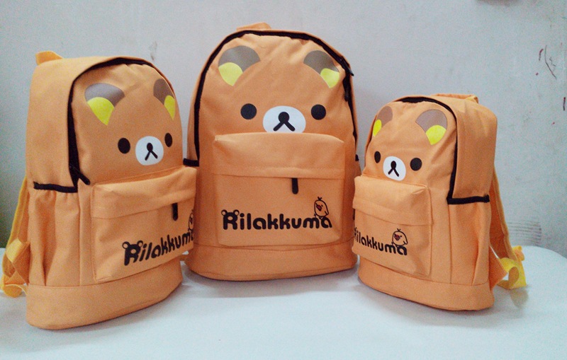 中学生书包批发定制卡通帆布轻松熊书包学生旅行背包 亲子双肩