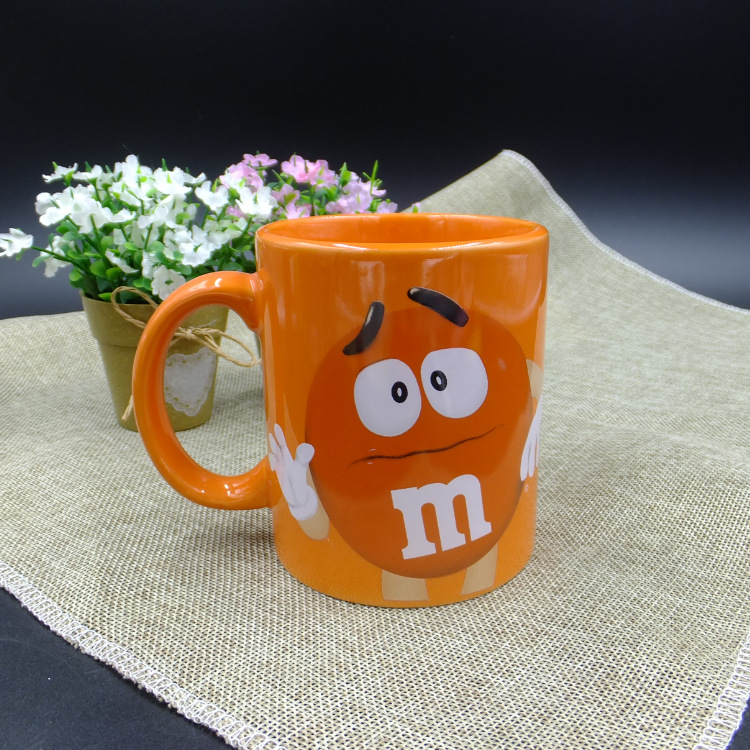 zakka杂货mm豆早餐杯 色釉直身咖啡杯 广告促销 创意陶瓷杯