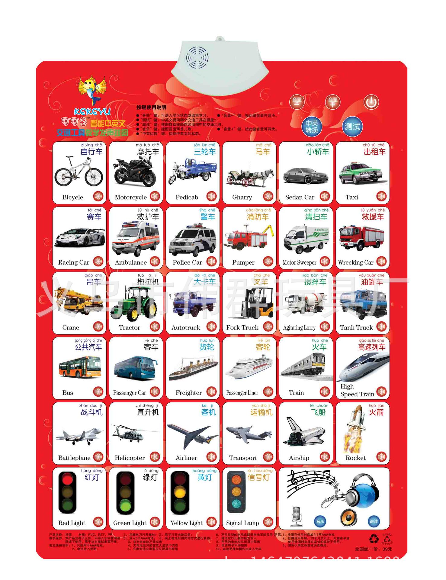 可可鱼单面启蒙婴儿益智早教有声挂图 儿童早教益智玩具厂家批发