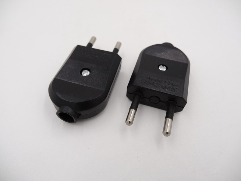 厂家供应欧规电源插头 两圆欧式组装插头 二芯二级插头