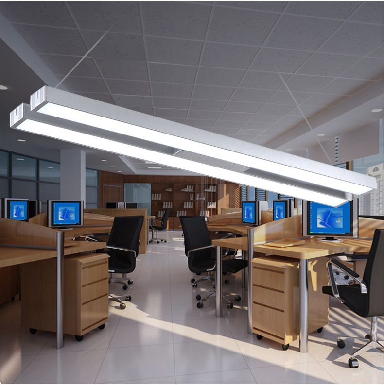 厂家批发18w办公照明吊灯现代贴片日光灯办公室超市led条形吊线灯