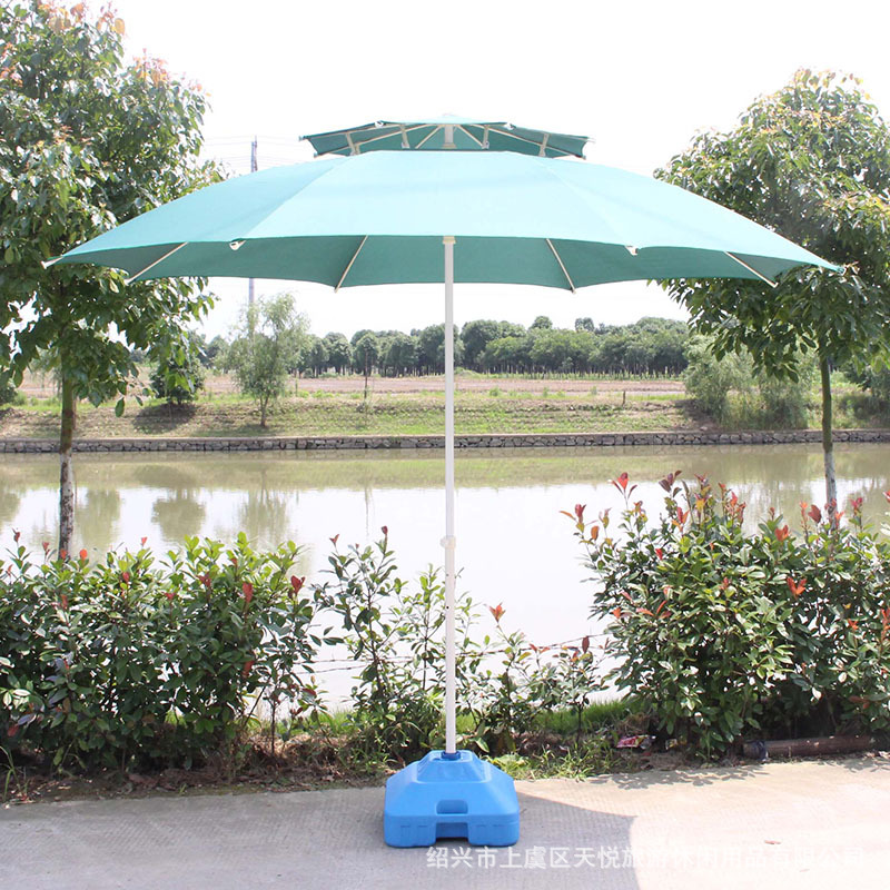 Outdoor Sunshade Double-Top Umbrella Beach Umbrella Courtyard Multi-Color Advertising Printing Sun Umbrella Polyester Fiber Sun Umbrella