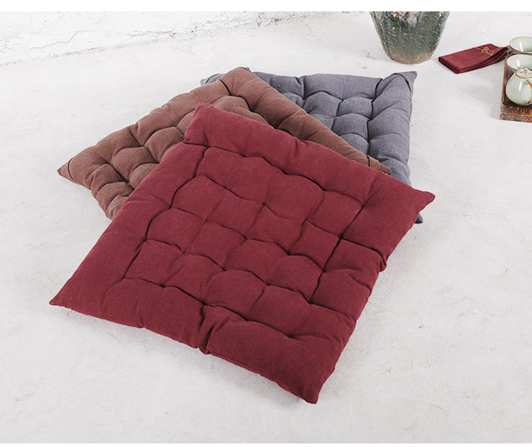 坐垫冬季亚苎麻方形椅垫榻榻米薄坐垫记忆棉文艺日式风格坐垫加厚
