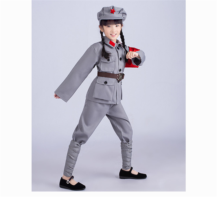成人儿童红军演出服小八路军服抗战服装校园舞台表演服装红卫兵服