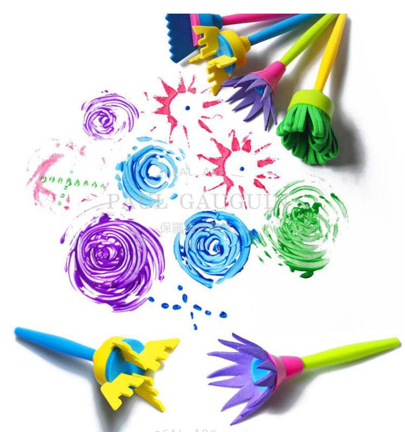 跨境儿童绘画海绵刷创意涂鸦益智早教diy手工美术4件套工具