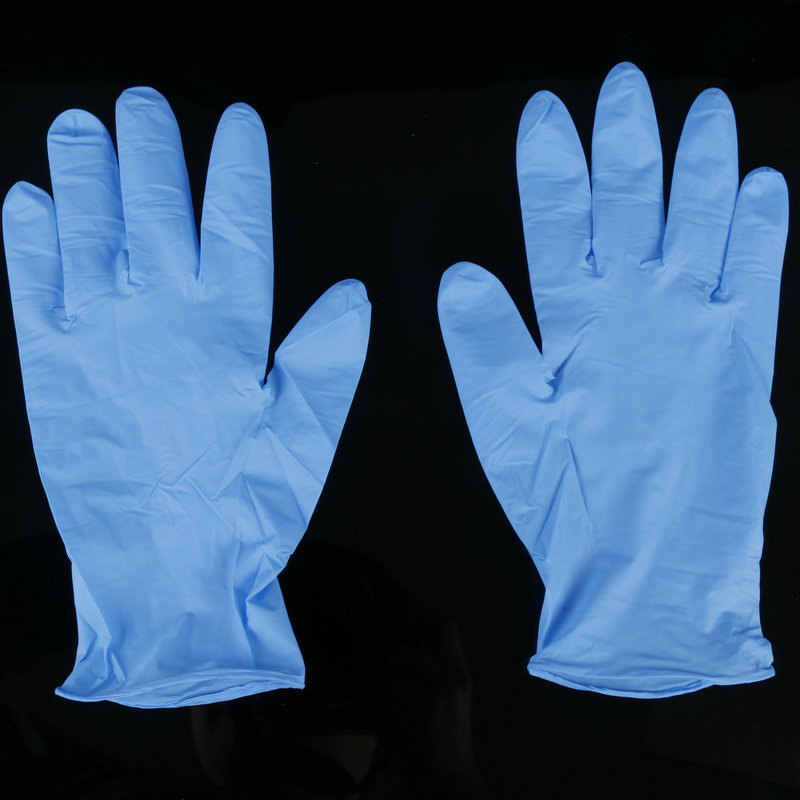 批发9寸丁晴蓝色手套 一次性丁腈手套橡胶净化手套 实验室手套