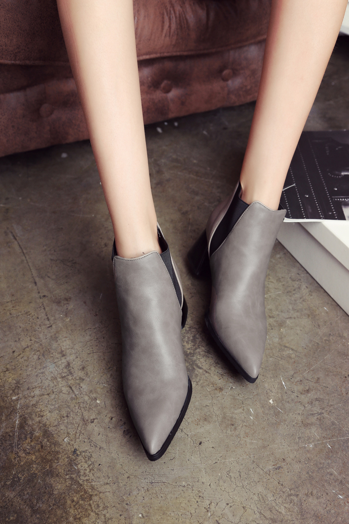 跨境新款漆面切尔西靴短筒新款女靴大码40-43码78-2