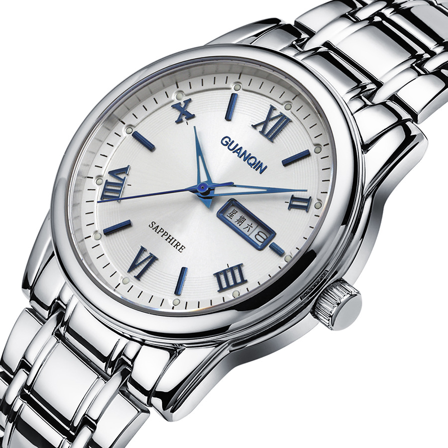 包邮冠琴正品男士手表 瑞士超薄防水双日历夜光商务石英男表