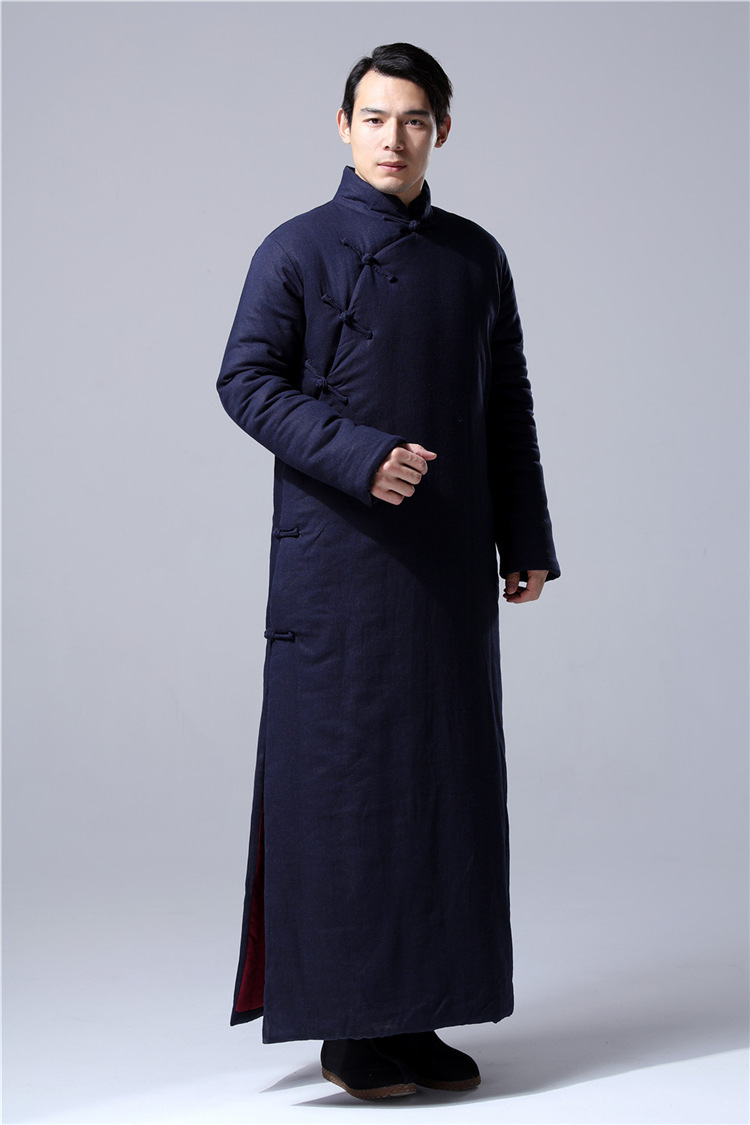 中国风男装冬民国风复古棉袍长袍大褂中式棉袄宽松棉衣长款棉服男