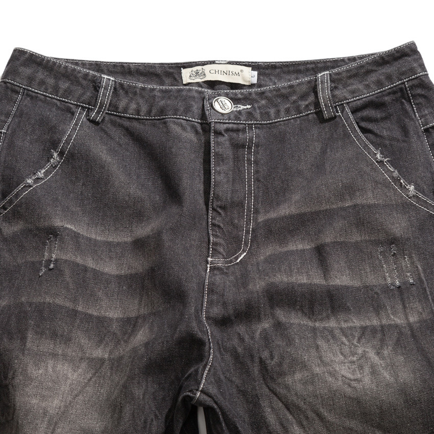 原创新款日系街头潮流个性闪电纹牛仔裤青年