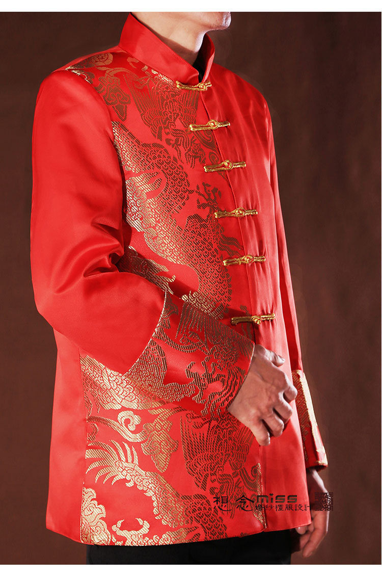 想念2016新款秀禾服男士新郎中式结婚礼服红色唐装古装秀禾服夏款