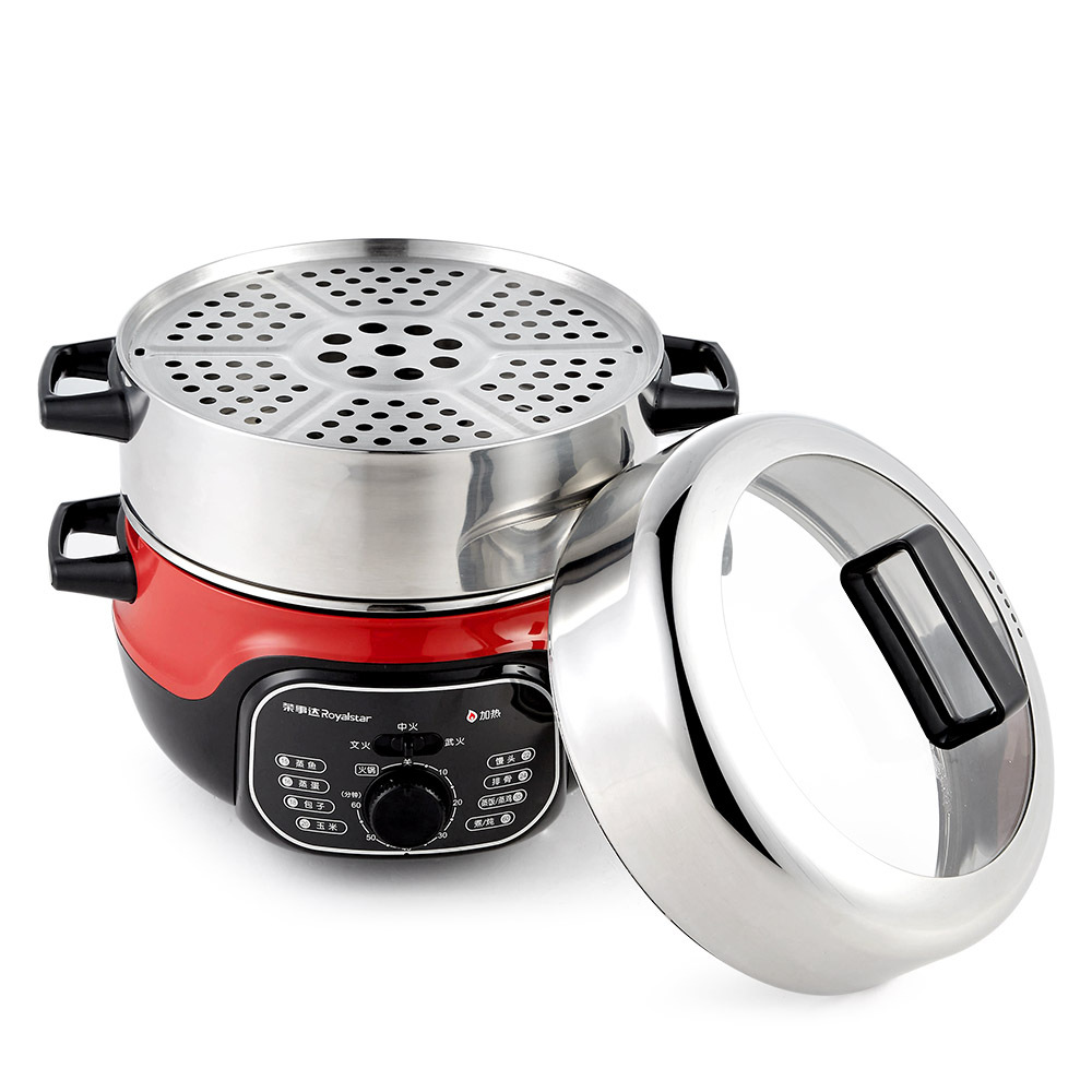 荣事达家用多功能超大电蒸锅不锈钢三层大容量电蒸笼